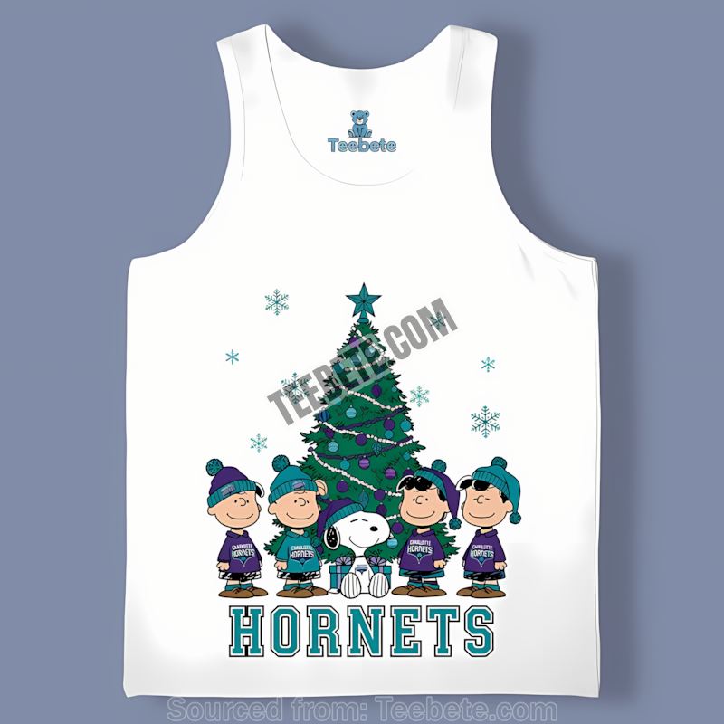 Charlotte Hornets Peanuts Christmas Snoopy Woodstock Tanktop Charlotte Hornets Peanuts Christmas Snoopy Woodstock Tanktop