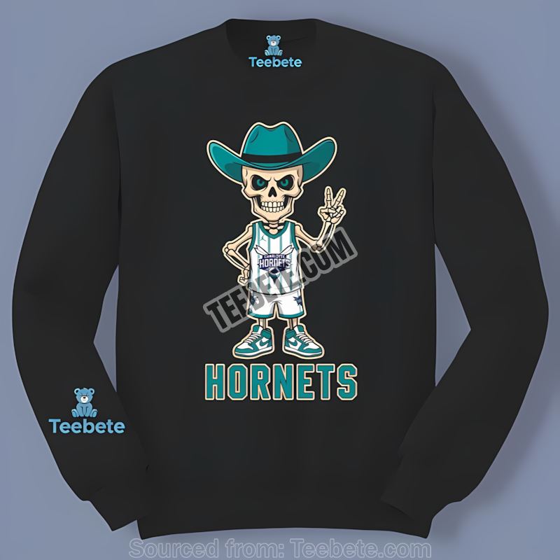 Charlotte Hornets Skeleton Cowboy Western Style Long Sleeve Charlotte Hornets Skeleton Cowboy Western Style Long Sleeve