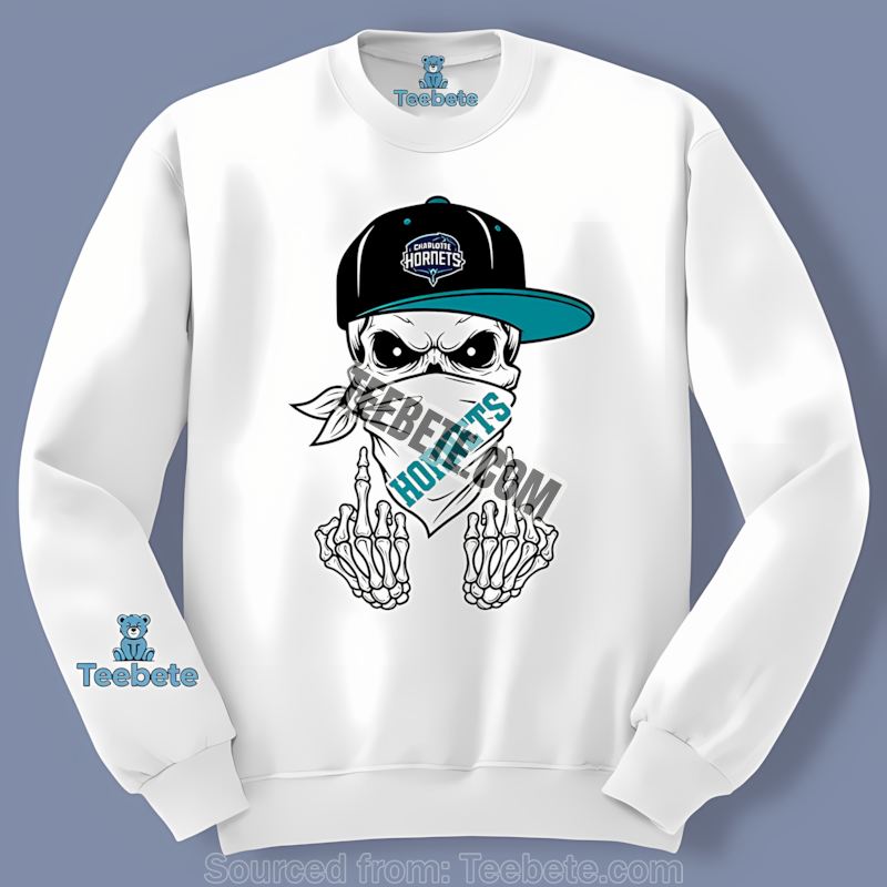 Charlotte Hornets Skull Bandana Tough Style Long Sleeve Charlotte Hornets Skull Bandana Tough Style Long Sleeve