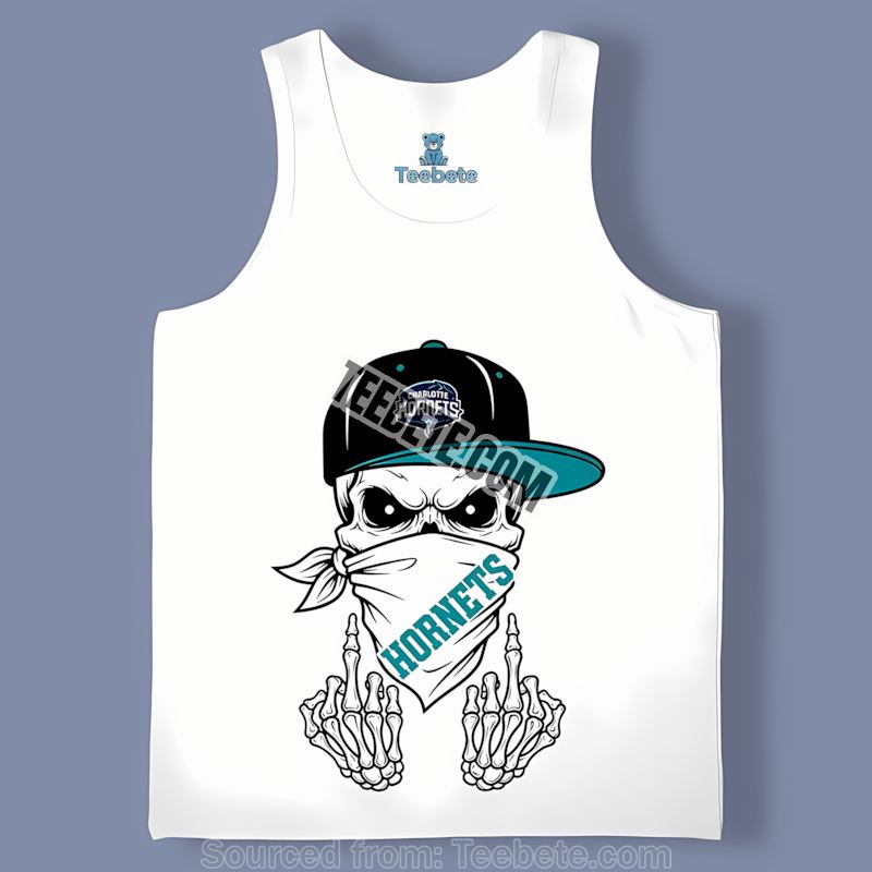 Charlotte Hornets Skull Bandana Tough Style Tanktop Charlotte Hornets Skull Bandana Tough Style Tanktop