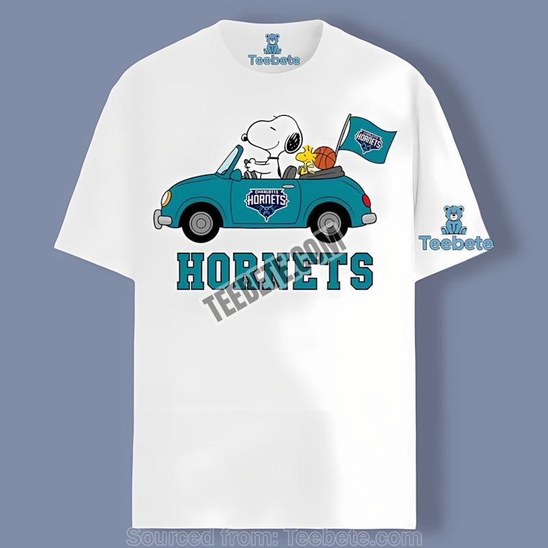 Charlotte Hornets Snoopy Driving Fun Adults Shirt