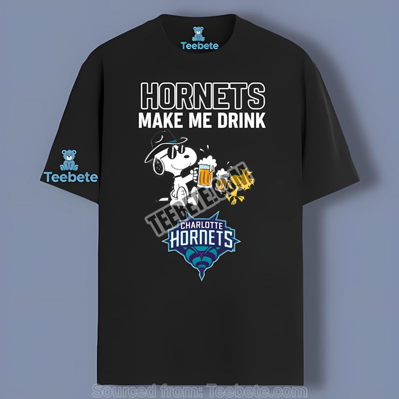 Charlotte Hornets Snoopy Makes Me Drink Shirt