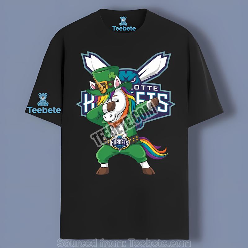 Charlotte Hornets St Patricks Unicorn Dabbing Fan Shirt