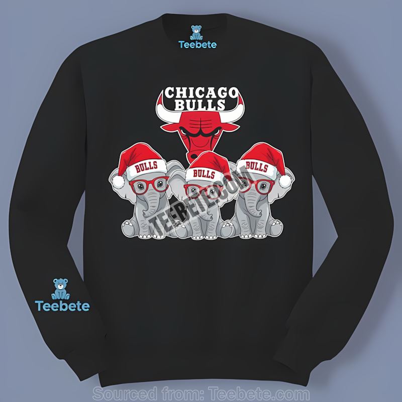 Chicago Bulls Christmas Elephants Snowy Night Long Sleeve Chicago Bulls Christmas Elephants Snowy Night Long Sleeve