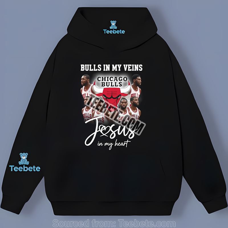 Chicago Bulls Jesus In Heart Basketball In Veins Hoodie Chicago Bulls Jesus In Heart Basketball In Veins Hoodie