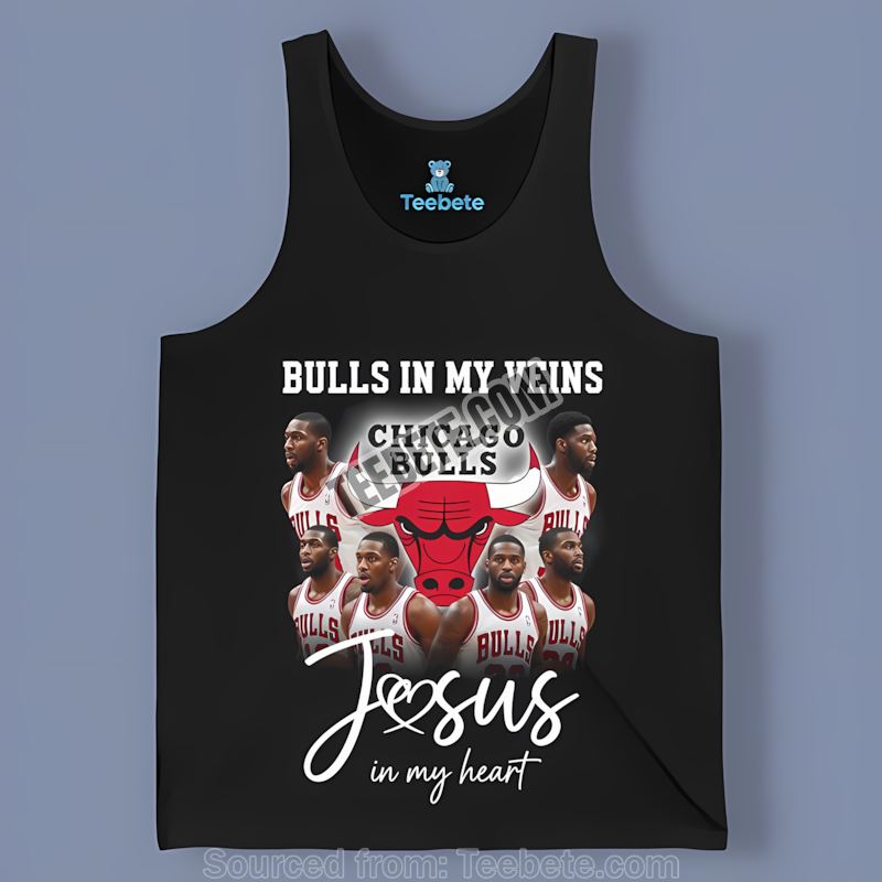 Chicago Bulls Jesus In Heart Basketball In Veins Tanktop Chicago Bulls Jesus In Heart Basketball In Veins Tanktop