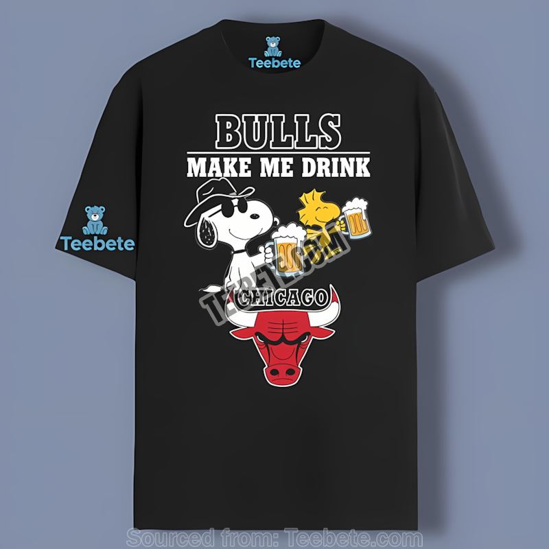 Chicago Bulls Snoopy Made Me Drink Cotton Shirt