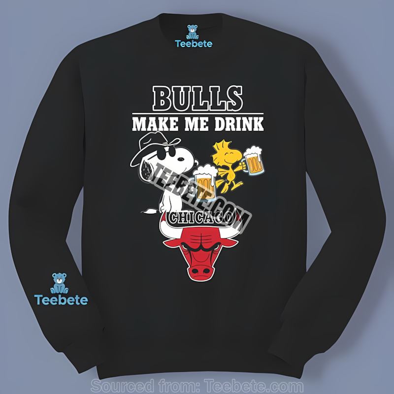 Chicago Bulls Snoopy Made Me Drink Cotton Long Sleeve Chicago Bulls Snoopy Made Me Drink Cotton Long Sleeve