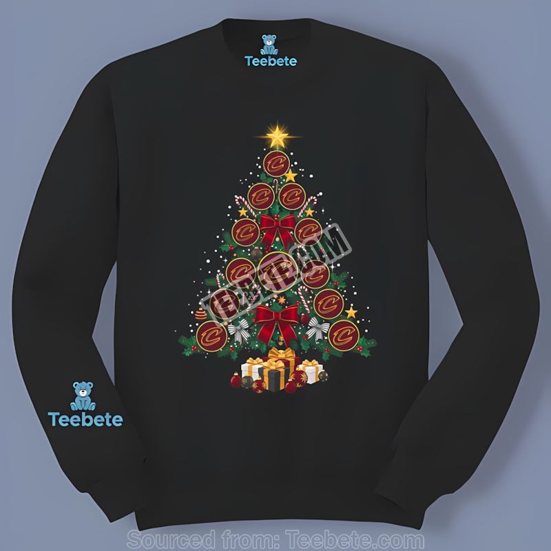 Christmas Tree Logo Cleveland Cavaliers Trendy Long Sleeve Christmas Tree Logo Cleveland Cavaliers Trendy Long Sleeve