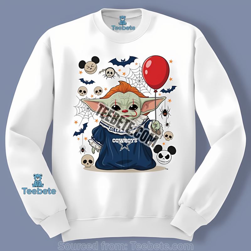 Dallas Cowboys Baby Yoda Pennywise Halloween Long Sleeve Dallas Cowboys Baby Yoda Pennywise Halloween Long Sleeve