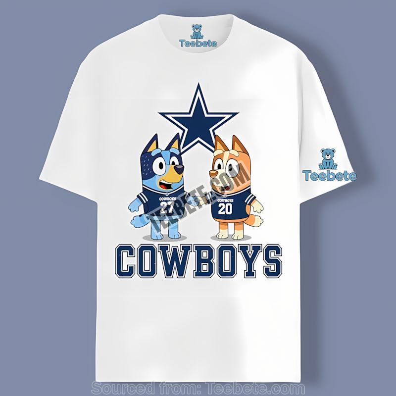 Dallas Cowboys Bluey And Bingo Holding Hands Shirt