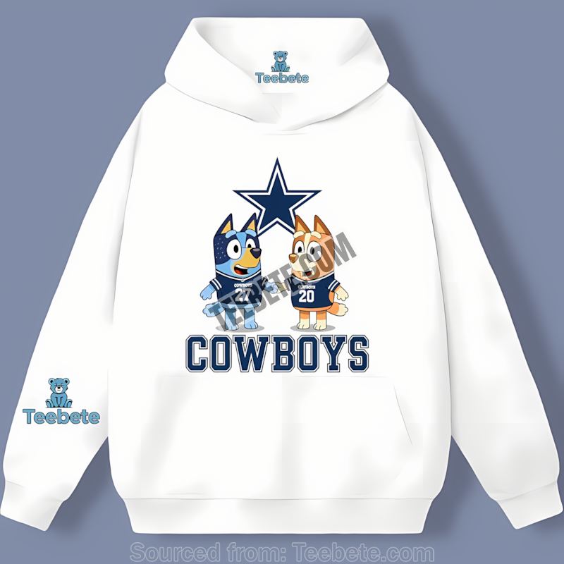 Dallas Cowboys Bluey And Bingo Holding Hands Hoodie Dallas Cowboys Bluey And Bingo Holding Hands Hoodie