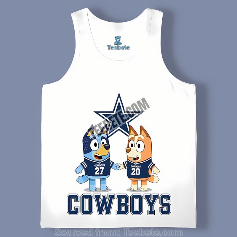 Dallas Cowboys Bluey And Bingo Holding Hands Tanktop Dallas Cowboys Bluey And Bingo Holding Hands Tanktop