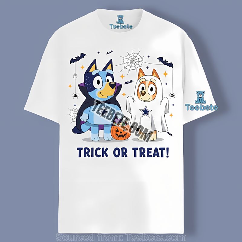 Dallas Cowboys Bluey Bingo Trick Or Treat Halloween Shirt