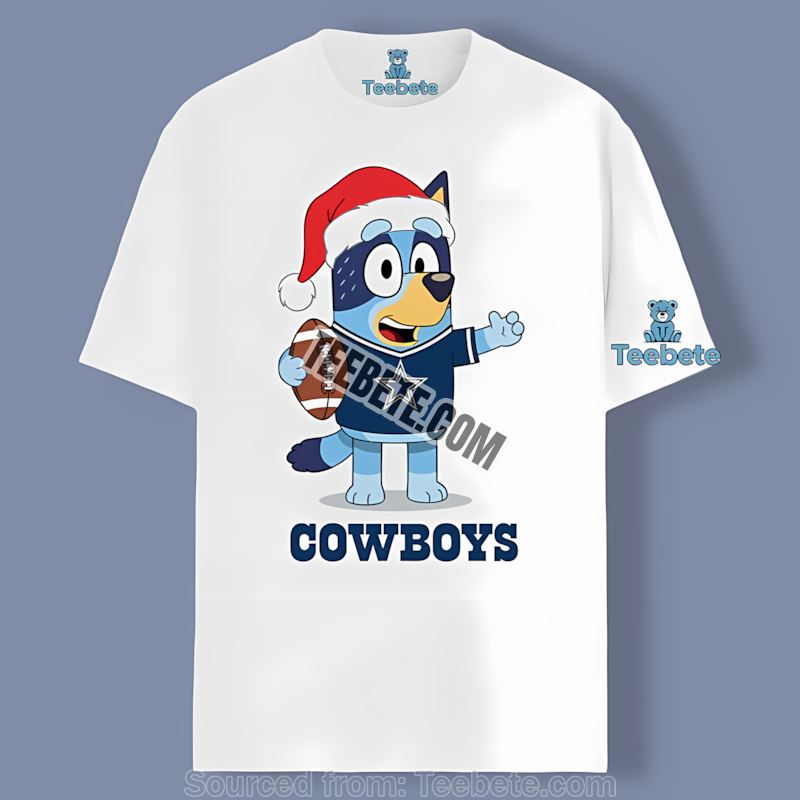 Dallas Cowboys Bluey Christmas Santa Hat Shirt