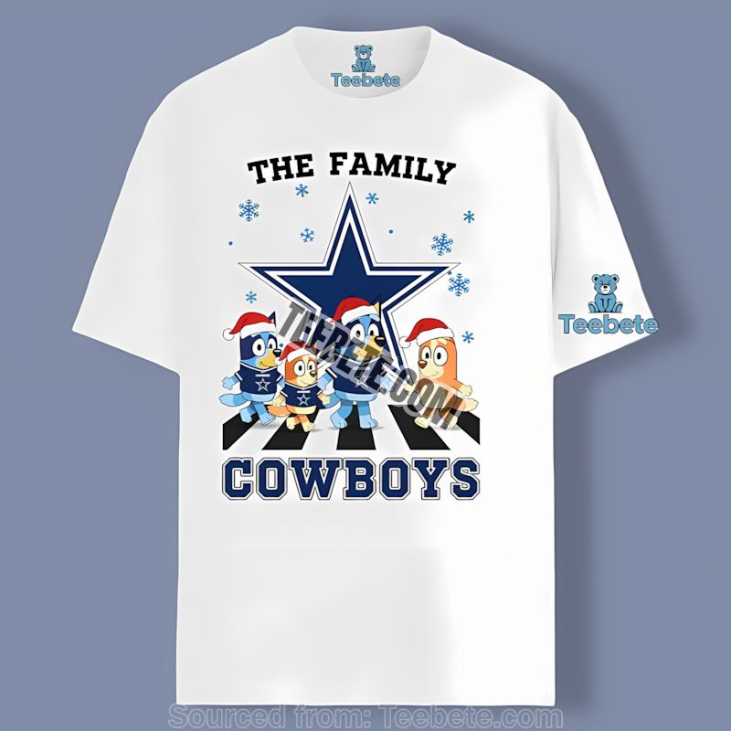 Dallas Cowboys Bluey Family Christmas Snowflake Shirt