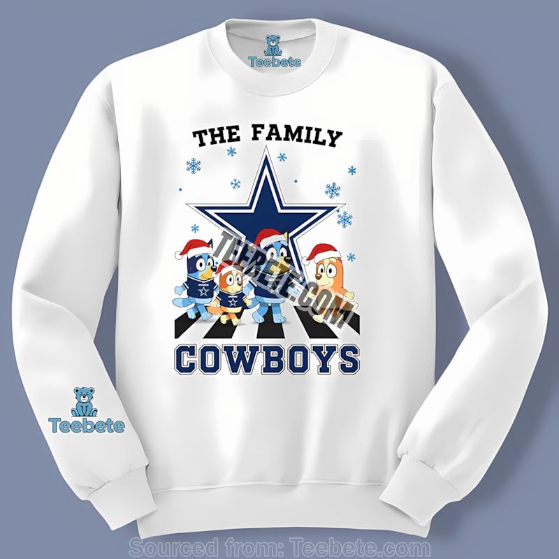 Dallas Cowboys Bluey Family Christmas Snowflake Long Sleeve Dallas Cowboys Bluey Family Christmas Snowflake Long Sleeve