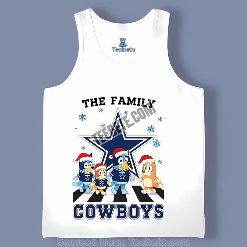 Dallas Cowboys Bluey Family Christmas Snowflake Tanktop Dallas Cowboys Bluey Family Christmas Snowflake Tanktop