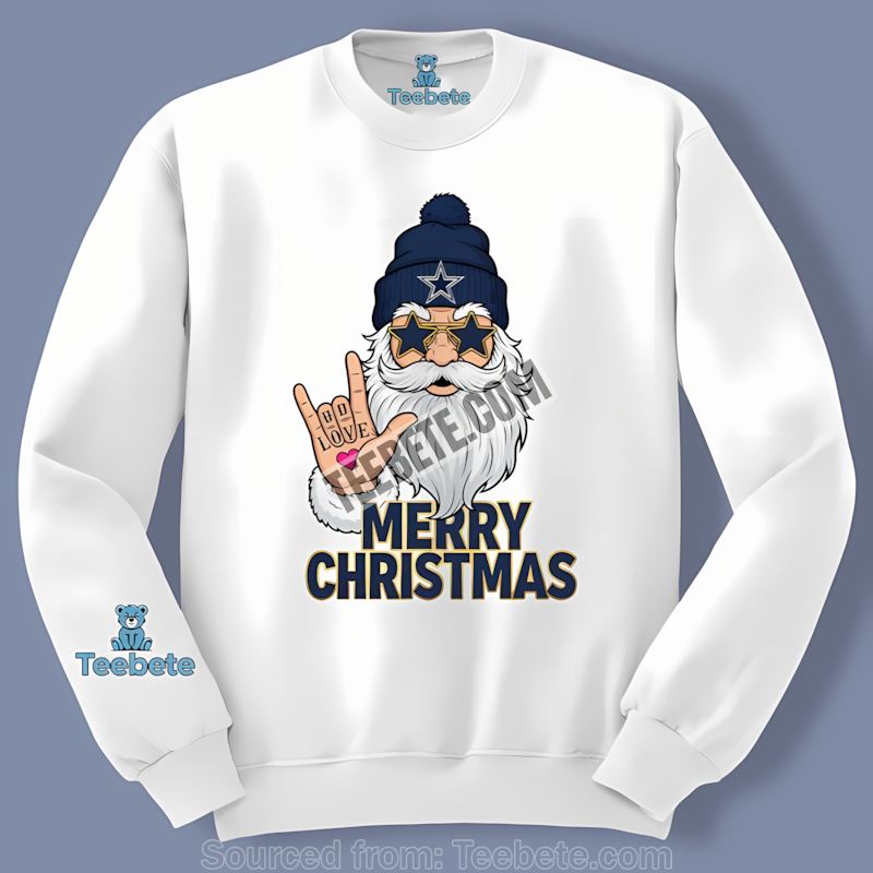 Dallas Cowboys Rock Santa Merry Christmas Long Sleeve Dallas Cowboys Rock Santa Merry Christmas Long Sleeve