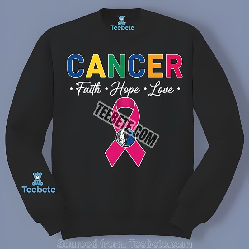 Dallas Mavericks Cancer Awareness Faith Hope Love Crewneck Long Sleeve Dallas Mavericks Cancer Awareness Faith Hope Love Crewneck Long Sleeve