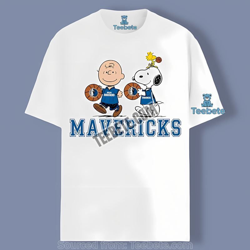 Dallas Mavericks Charlie Brown And Snoopy Play Together Custom Shirt