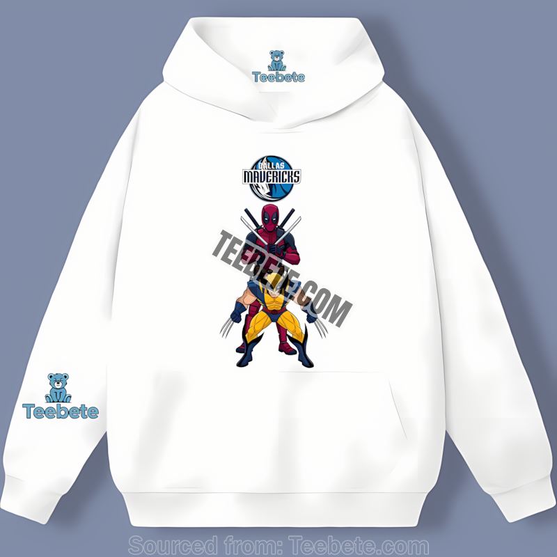 Dallas Mavericks Deadpool Wolverine Crossover Casual Hoodie Dallas Mavericks Deadpool Wolverine Crossover Casual Hoodie