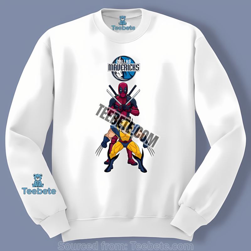 Dallas Mavericks Deadpool Wolverine Crossover Casual Long Sleeve Dallas Mavericks Deadpool Wolverine Crossover Casual Long Sleeve