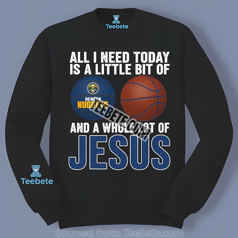 Denver Nuggets Basketball And Jesus Mens Graphic Long Sleeve Denver Nuggets Basketball And Jesus Mens Graphic Long Sleeve