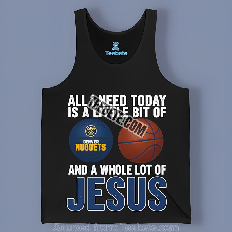 Denver Nuggets Basketball And Jesus Mens Graphic Tanktop Denver Nuggets Basketball And Jesus Mens Graphic Tanktop
