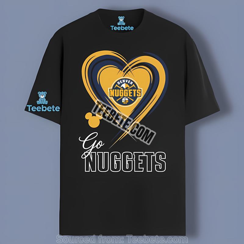 Denver Nuggets Heart Go Navy Blue Gold Classic Shirt