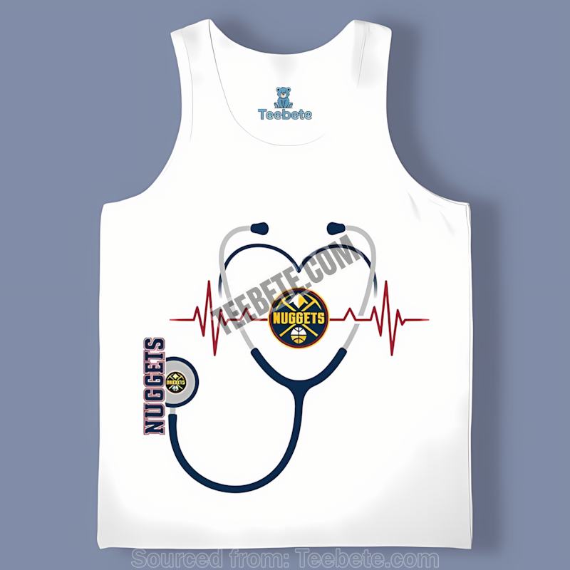 Denver Nuggets Nurse Heartbeat Line Retro Tanktop Denver Nuggets Nurse Heartbeat Line Retro Tanktop