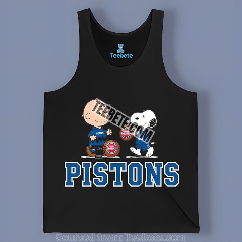 Detroit Pistons Charlie Brown And Snoopy Play Together Vintage Tanktop Detroit Pistons Charlie Brown And Snoopy Play Together Vintage Tanktop