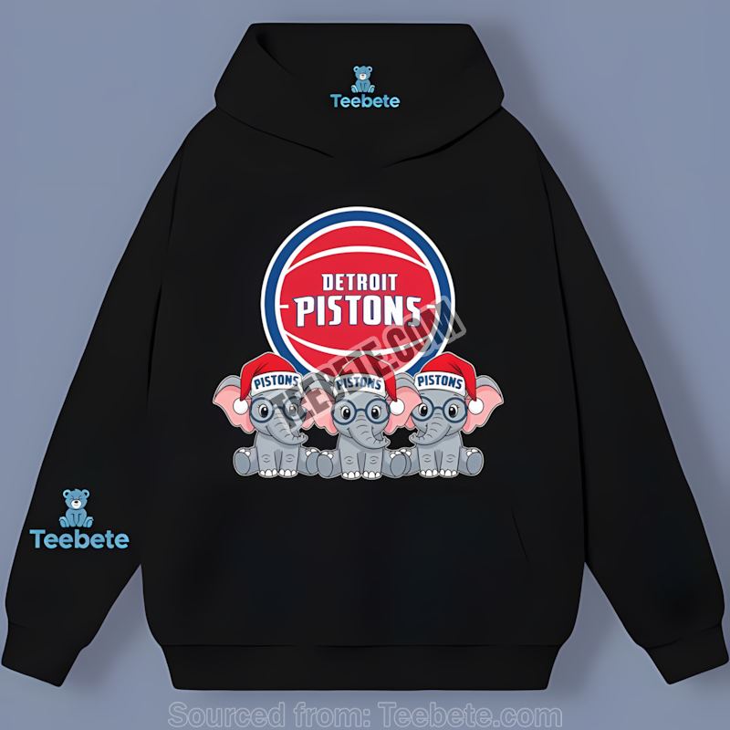 Detroit Pistons Christmas Elephants Casual Hoodie Detroit Pistons Christmas Elephants Casual Hoodie