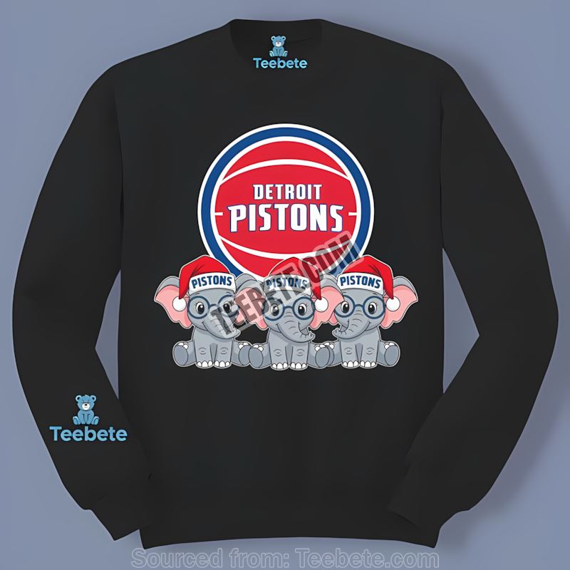 Detroit Pistons Christmas Elephants Casual Long Sleeve Detroit Pistons Christmas Elephants Casual Long Sleeve