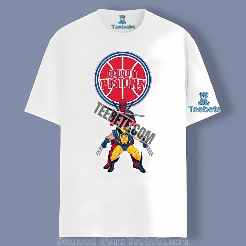 Detroit Pistons Deadpool Wolverine Crossover Custom Made Shirt