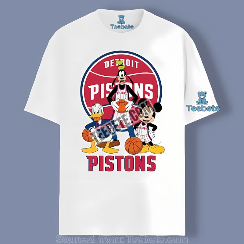 Detroit Pistons Disney Characters Mickey Donald Goofy Comfort Colors Tshirt