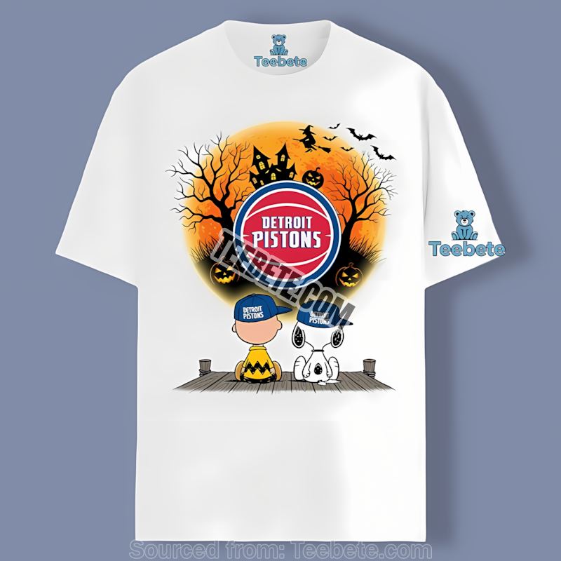 Detroit Pistons Halloween Charlie Brown And Snoopy Cheap Graphic Tee