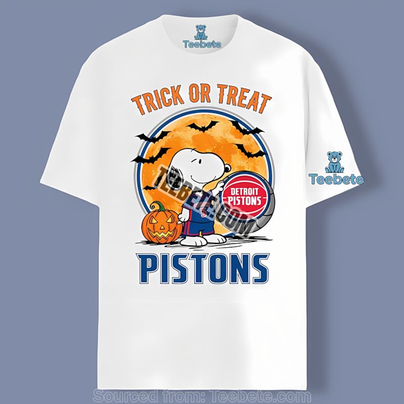 Detroit Pistons Halloween Snoopy Trick Or Treat Color Shirt