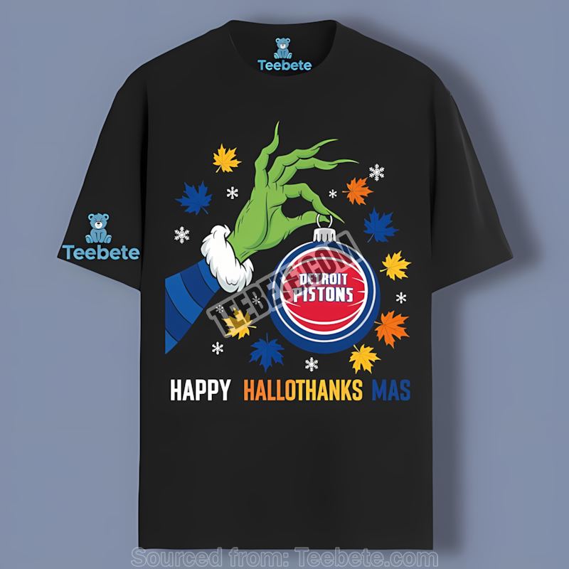 Detroit Pistons Happy Hallothanksmas Cheap Graphic Tee