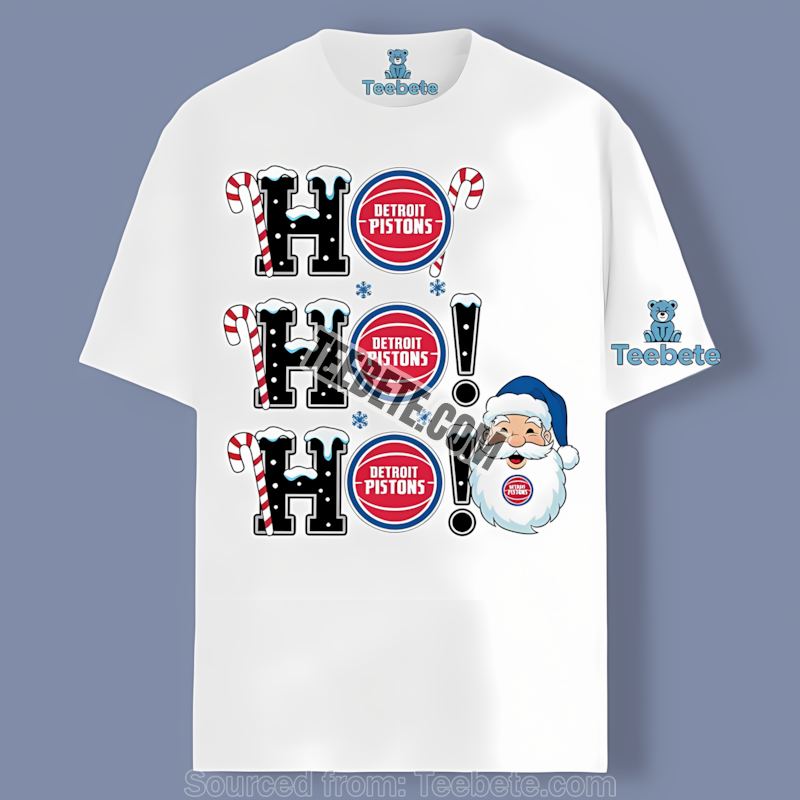 Detroit Pistons Ho Ho Ho Santa Christmas Comfort Colors Tshirt