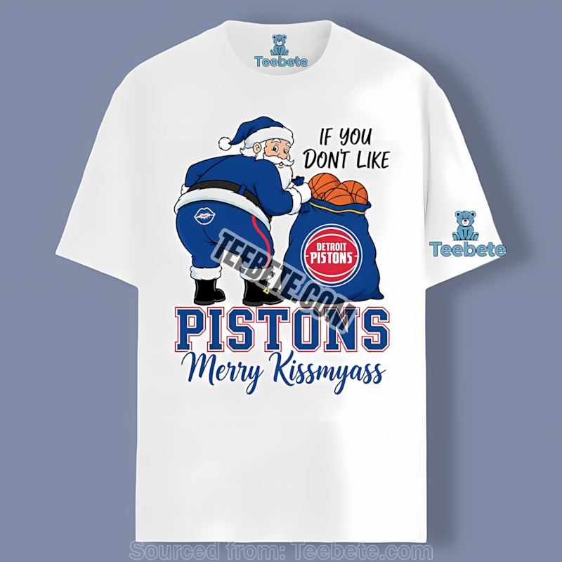Detroit Pistons Merry Kissmyass Santa Funny Mens Tshirt