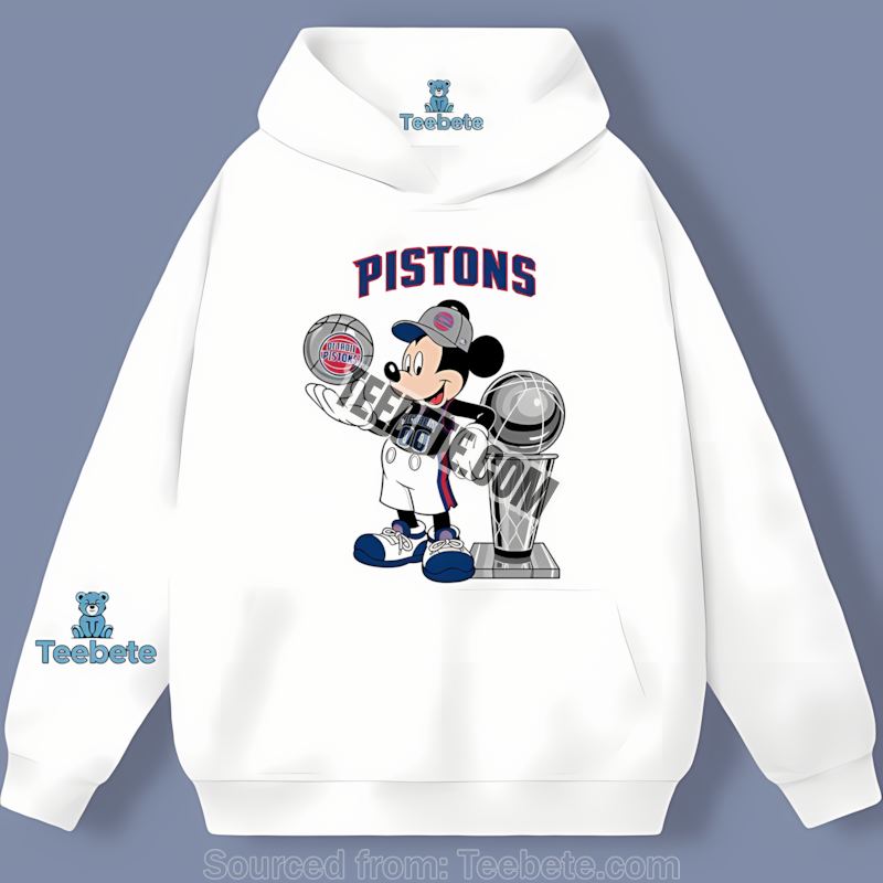 Detroit Pistons Mickey Basketball Bat Cartoon Long Sleeve Hoodie Detroit Pistons Mickey Basketball Bat Cartoon Long Sleeve Hoodie