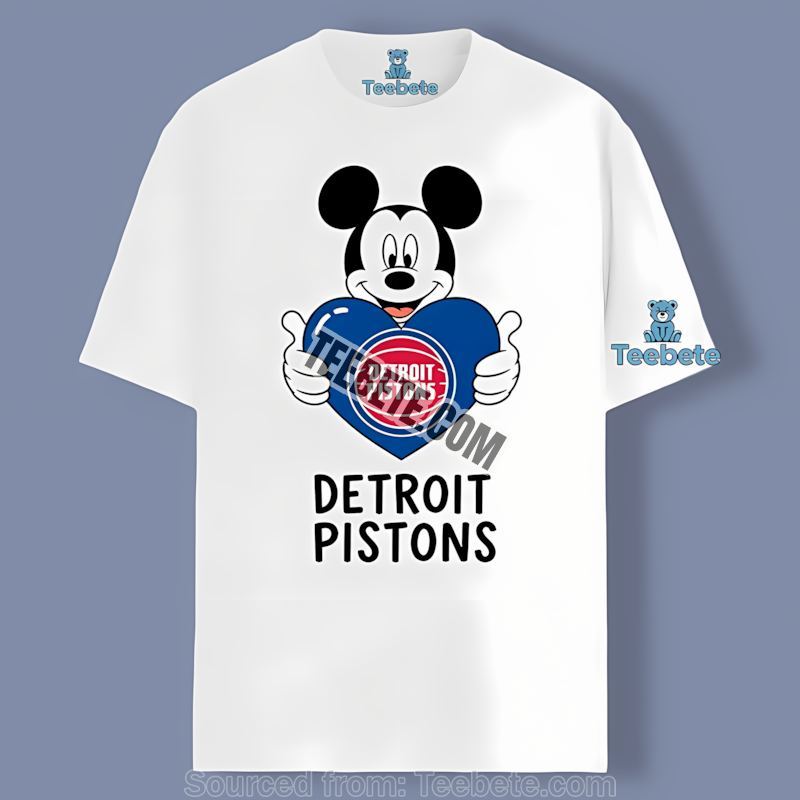 Detroit Pistons Mickey Heart Printed Shirt