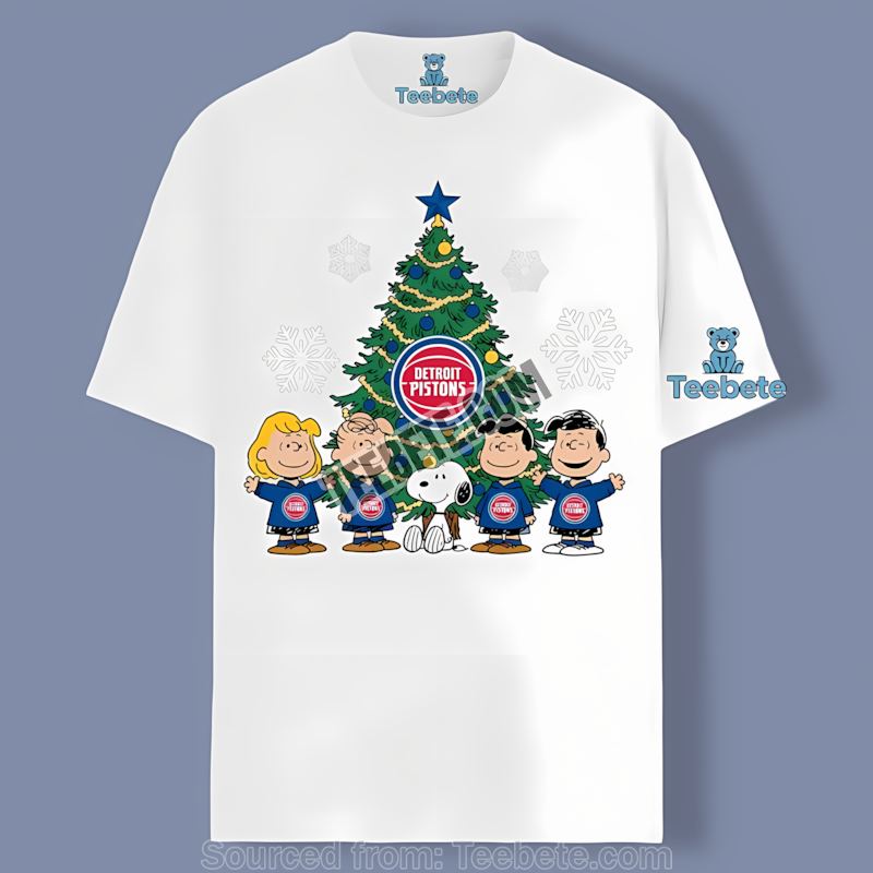 Detroit Pistons Peanuts Christmas Mens Graphic Tee