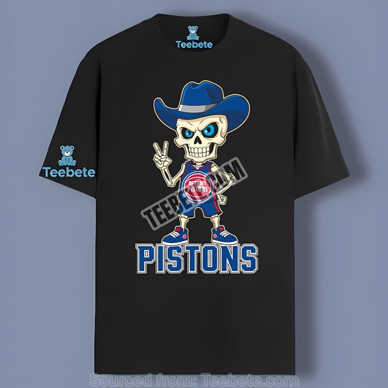 Detroit Pistons Skeleton Cowboy Soft Shirt