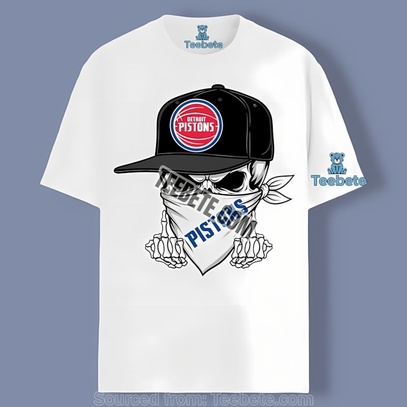 Detroit Pistons Skull Bandana Tshirt Design Online