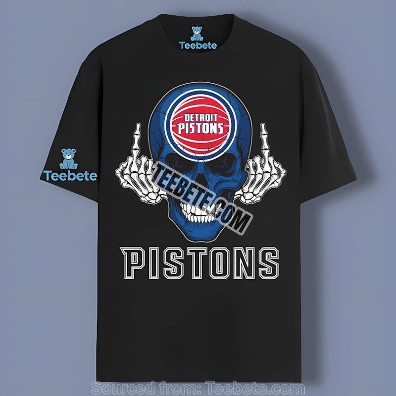 Detroit Pistons Skull Middle Finger Dri Fit Shirt