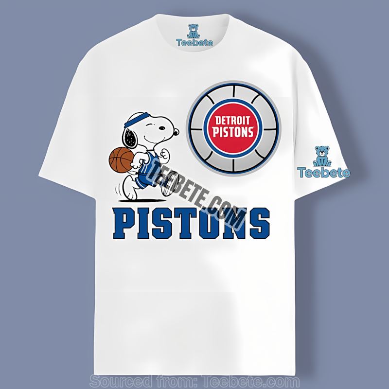 Detroit Pistons Snoopy Basketball Running Printed Shirt