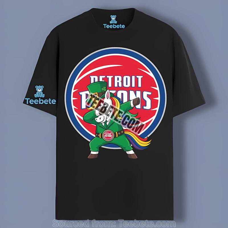 Detroit Pistons St Patricks Day Vs Dabbing Unicorn Retro Shirt