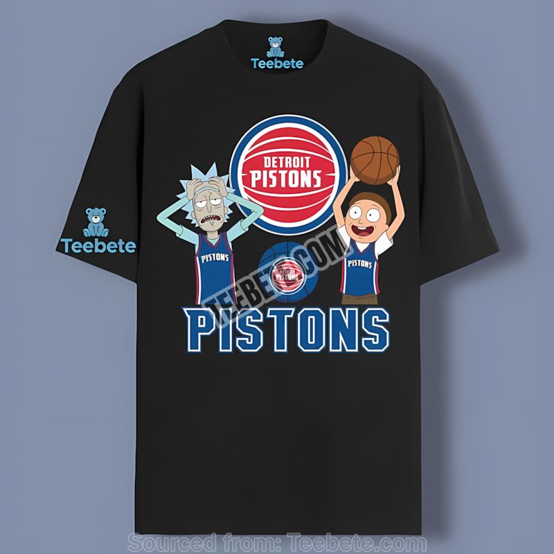 Detroit Pistons Vs Rick And Morty Cotton Shirt